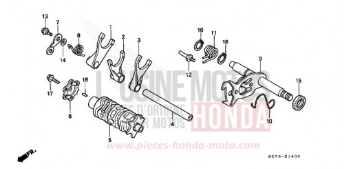 TAMBOUR DE CHANGEMENT/FOURCHETTE DE SELECTION XR400R3 de 2003